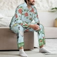 thumbnail image 7 of Fuzoiu Chinoiserie Floral Palm Tree Print Men's Long-Sleeved Pajama,Lounge Button Down Nightwear,Mens Notch Collar Pajama Set -X-Large, 7 of 7