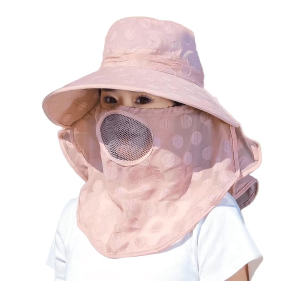URTERYSER Unisex Sun Protecting Hat Removable Face Covers Hat Breathable Wide Border Hat for Outdoor Activity Coffee