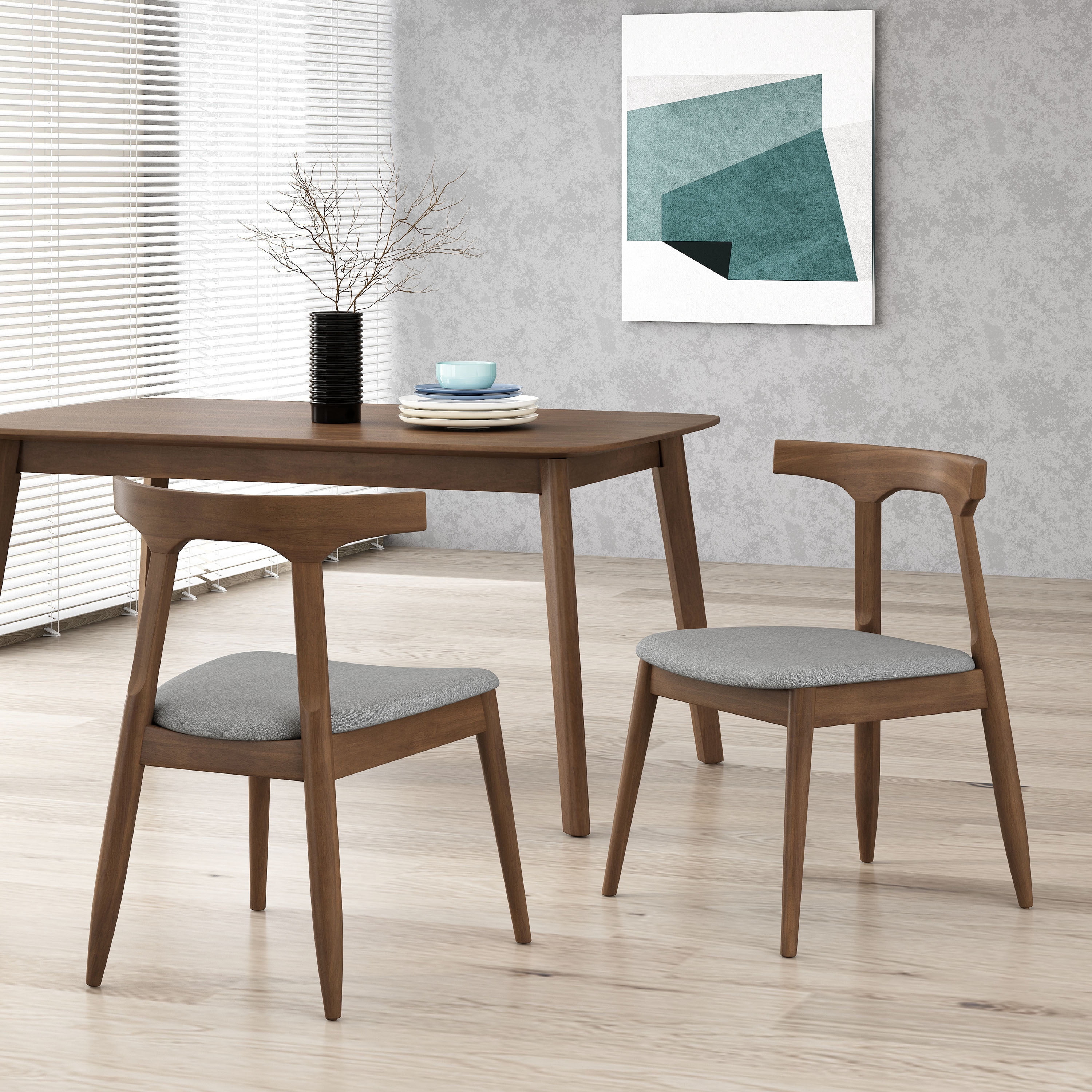 EUROCO Solid Wood Dining Chairs Set of 2, Modern Minimalist Accent Chair Armless,Side Chair for Kitchen Living Room