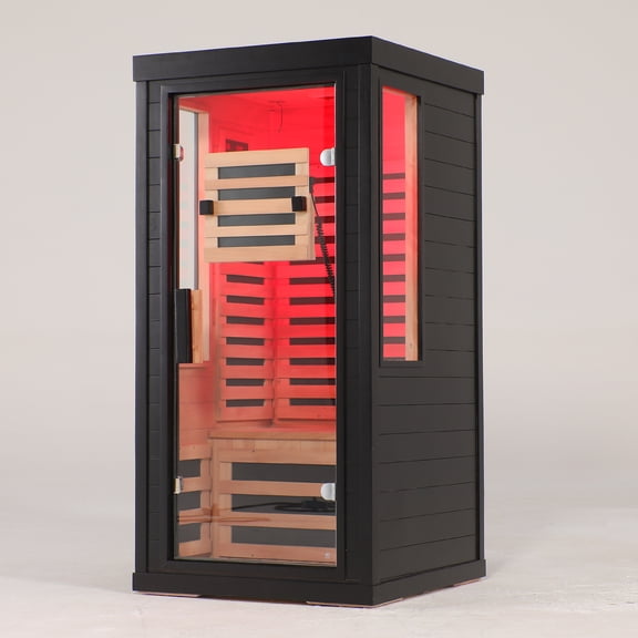 CedarLuma 1 person Home sauna 1170w ,Far infrared sauna room With Low EMF Carbon Fiber Heaters, LED Reading Light31.5*31.5*63.3inch