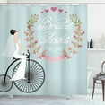 thumbnail image 1 of Ambesonne Flowers Shower Curtain, Bride Dress Bicycle, 69"Wx75"L, Charcoal Grey Pale Blue, 1 of 3