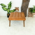 thumbnail image 4 of Alvar Mid-Century Modern Square Tufted Tan Leather Ottoman, 4 of 6