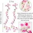 thumbnail image 2 of Artificial Cherry Blossom Vines, 2pcs Hanging Plants Silk Garland Fake Cherry Flowers for Home Garden Wall Fence Indoor Outdoor Wedding Birthday Decor (220cm)-Light Pink, 2 of 5