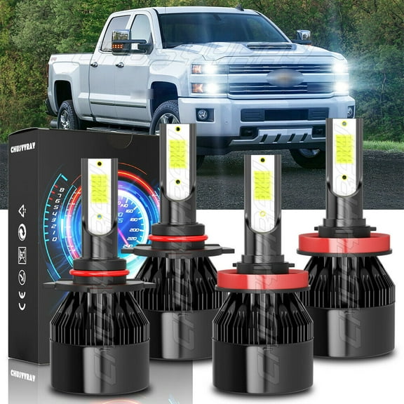 For Chevy Silverado 1500 2007-2015 Hi/Lo Beam 4x Combo LED Headlight Kit Bulbs