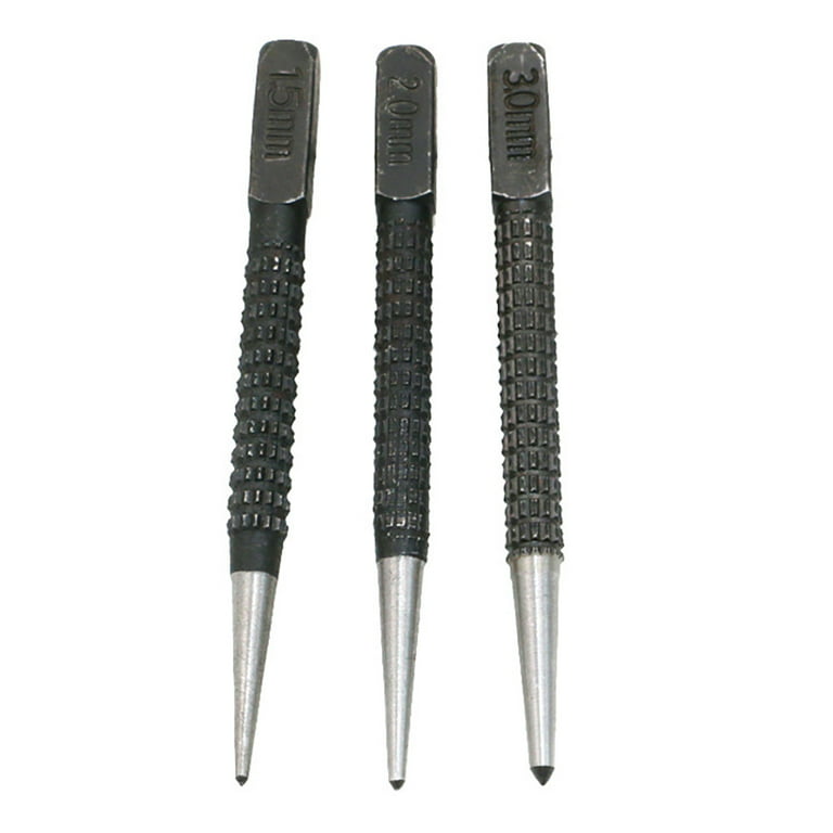 Aokid 3Pcs 1.5mm/2mm/3mm Alloy Steel Center Punch Metal Wood Marking  Drilling Tool,Hardware tools,Durable,Sturdy,Easy to Use 