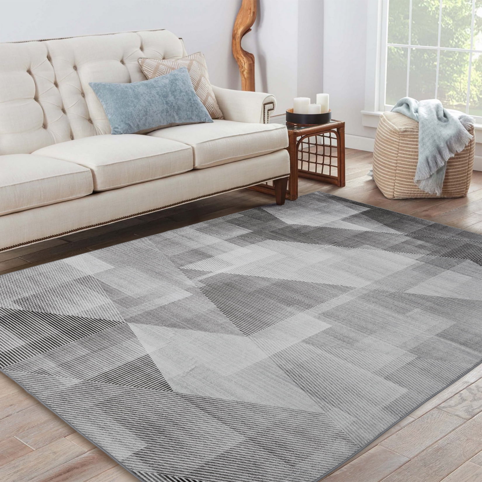WhizMax 5' x 7' Modern Geometric Area Rug Indoor LowPile NoSlip