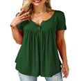 thumbnail image 3 of Femmes Été Plus Size Tunic Tops Manches Courtes Blouses Casual Floral Henley Shirts, 3 of 5