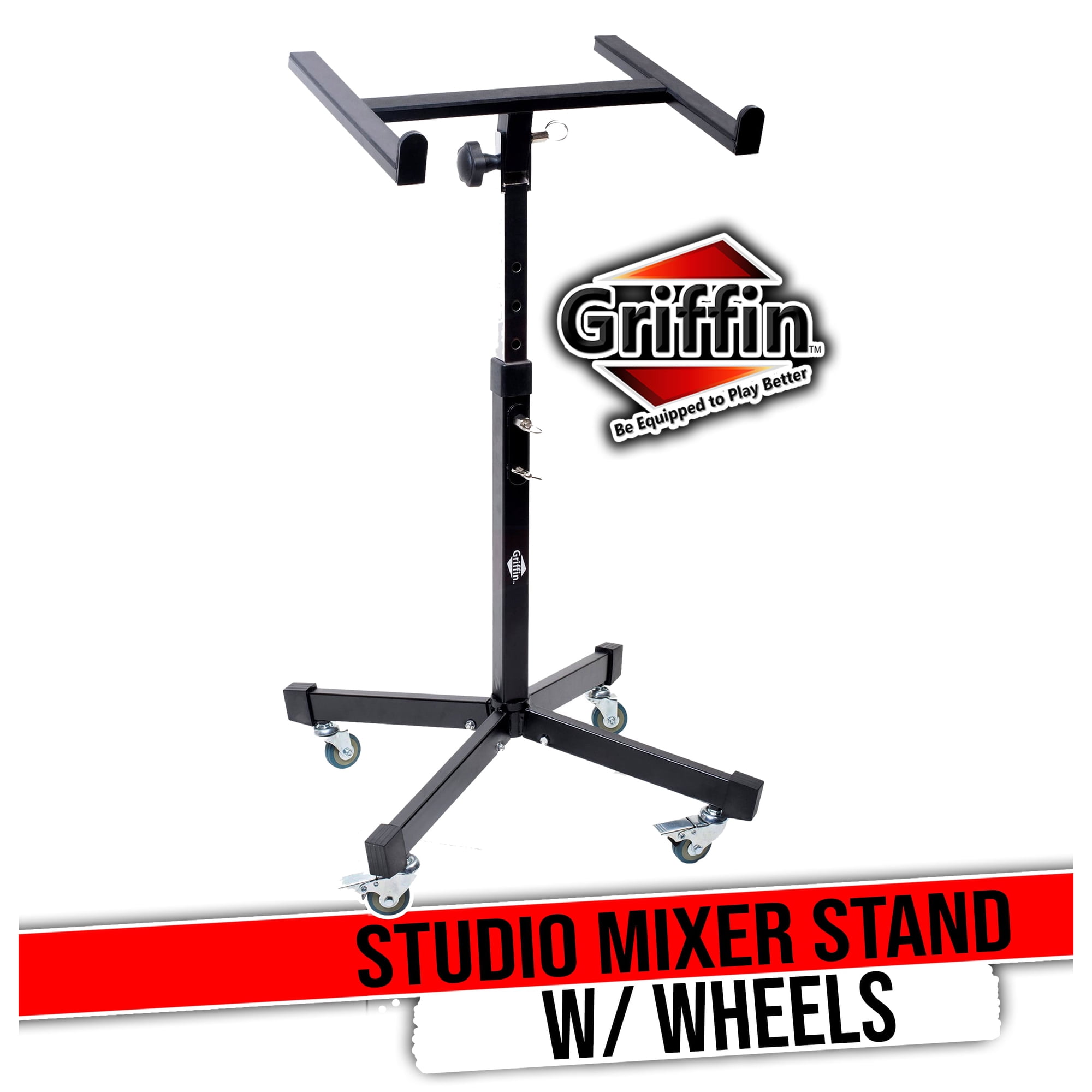 Griffin Studio Music Mixer Stand on Wheels - DJ Recording Gear Cart Table Mount