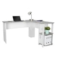 thumbnail image 2 of Modern L-Shaped Desk with Side Shelves, Grey, 2 of 9