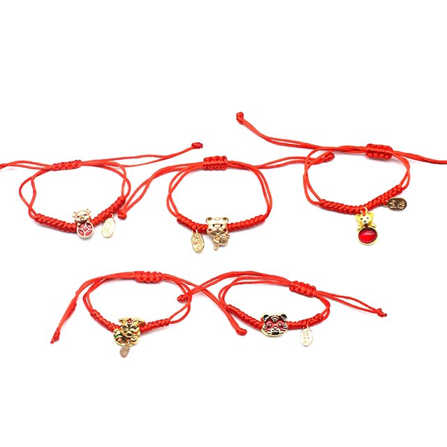 RUNROTOO 5Pcs Handmade Woven Rope Bracelet Chinese Rope String for Symbol of Unity with Random Style