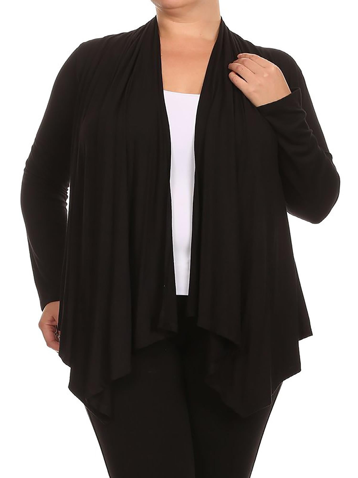 Womens Plus Size Solid Casual Long Sleeve Drape Open Front Jacket Cardigan/Made in USA 