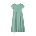 thumbnail image 5 of Girl's Summer Short Sleeve Loose Dress Casual Crewneck Long Maxi Dresses for Kids with Pockets 4-14 Years Light Green 160, 5 of 5