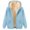 A-Light Blue140, variant on Bibifish Womens Hoodies Thick Lined Winter Thermal Hooded Jackets Long Sleeve Drawstring Hoodies Oversized Solid Color Hooded Coats