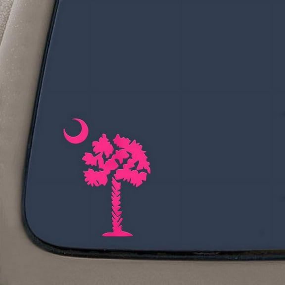 Palmetto Tree South Carolina Decal | Pink Vinyl Decal | 5.5-Inches | Car Truck Van SUV Laptop Macbook Wall Decals