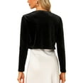 thumbnail image 3 of INSPIRE CHIC Women's Sweaters Knit Velvet Open Front Long Sleeves Shrug Cropped Cardigan XS Black, 3 of 6