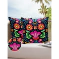 thumbnail image 6 of Pack of 2 Outdoor Pillow Covers, Mexico Colorful Mystic Floral Pattern Waterproof Square Throw Pillowcase Cushion Decorative Pillow Covers for Couch Patio Tent, 24x24 in, 6 of 6