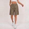 thumbnail image 5 of Women's Drawstring Pockets Cargo Elastic Waist Hiking Bermuda Shorts for Casual Summer Camel Color S, 5 of 6