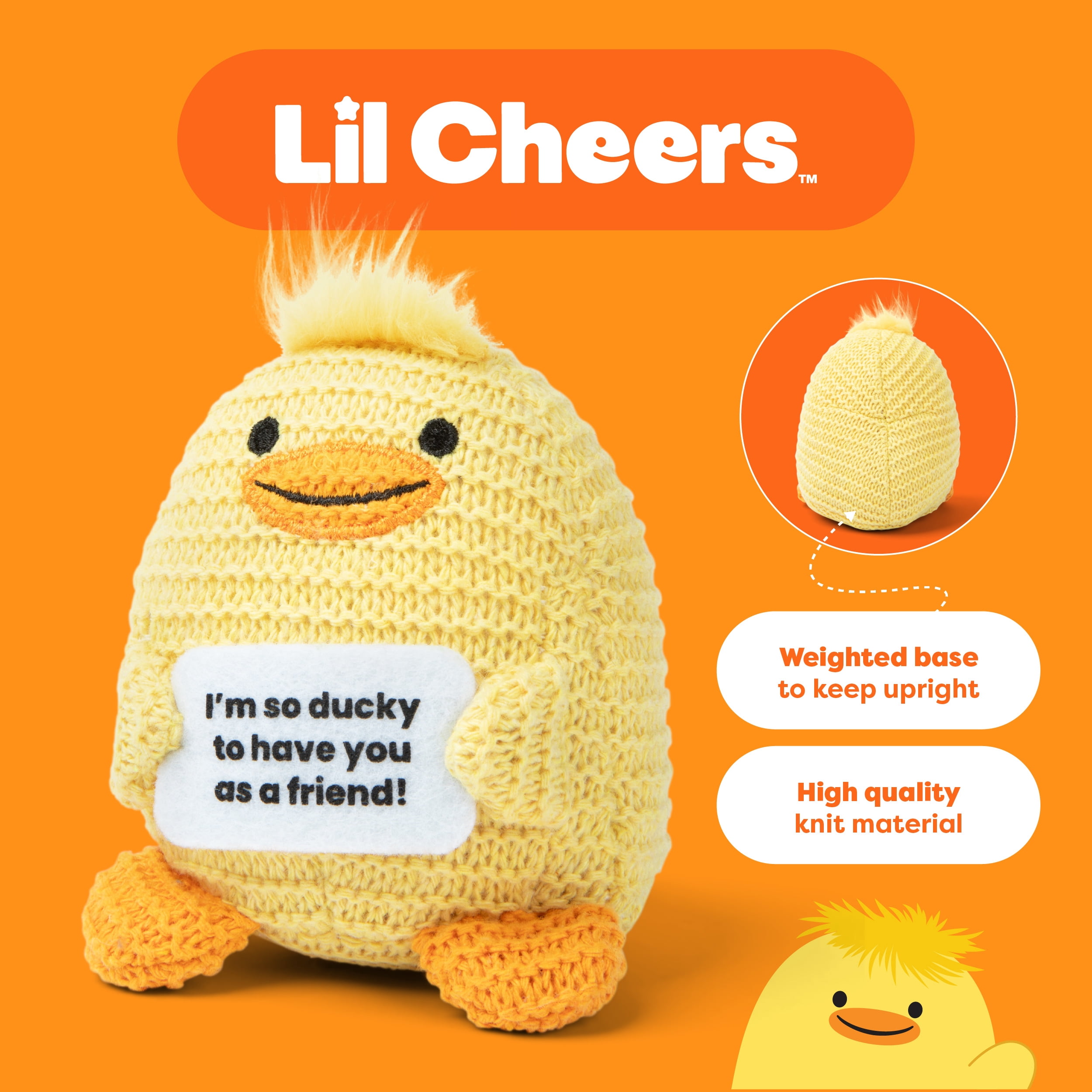 Lil Cheers Duck by Relatable, Uplifting Easter Plush Toy with Positive Message, Cute Gifts