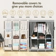 thumbnail image 5 of Portable Closet Organizer and Storage with 3 Hanging Rods for Hanging Clothes, 6 Wardrobe Closet Storage Shelves for Bedroom, Easy to Assemble, Grey, 5 of 12