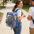 thumbnail image 1 of RRJ Clear Backpack For Study Concert Stadium Security Check, Transparent PVC Backpack Large Capacity Teen Bookbag, Waterproof Lightweight College Rucksack, Approved Carry On Bag For Sports Events, 1 of 6