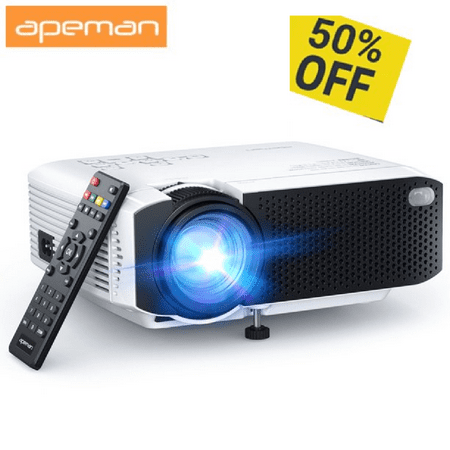 APEMAN Upgraded 1080P Supported Mini Portable LCD Projector with 50000Hours and 180" Large Screen