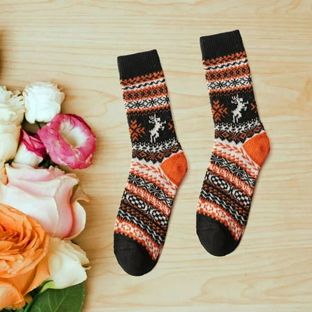 

ERTUTUYI Womens Ethnic Wool Socks Retro Christmas Fawn Rabbit Wool Socks Warm Socks A