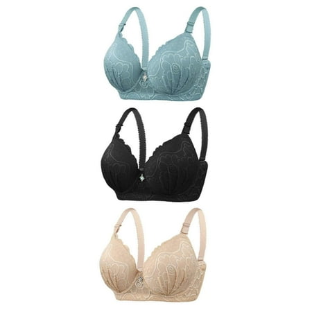 GZWYHT Full Coverage Bra Clearance Bras for Women Womens Soft Ventilate Daily Comfort Wireless Gather Together Weaving Bra Seamless Bras Tshirt Bras Push Up Bra Black 3 C