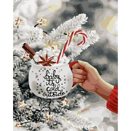 UPC: 4650206104307 | Painting By Numbers Kit Crafting Spark Warm Sweetness L045 19.69 x 15.75 In White Tree Snow Canvas