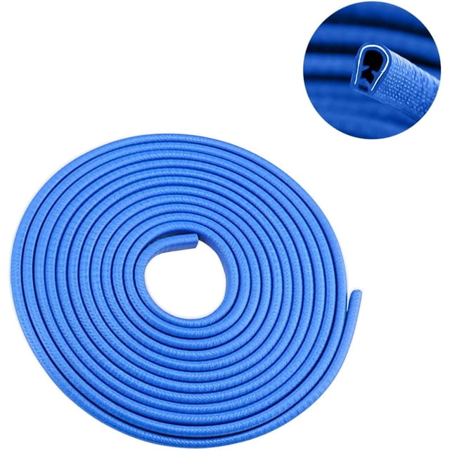 Protectores de borde de puerta de automóvil, (azul) Protector de sello de goma universal de 16 pies Protector de borde de puerta de automóvil en forma de U para la mayoría de los automóviles, protectores de borde de aluminio para botes ER