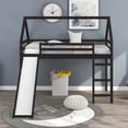 thumbnail image 2 of Acme Furniture Kids House Loft Bed with Slide Solid Pine Twin Size Espresso, 2 of 9