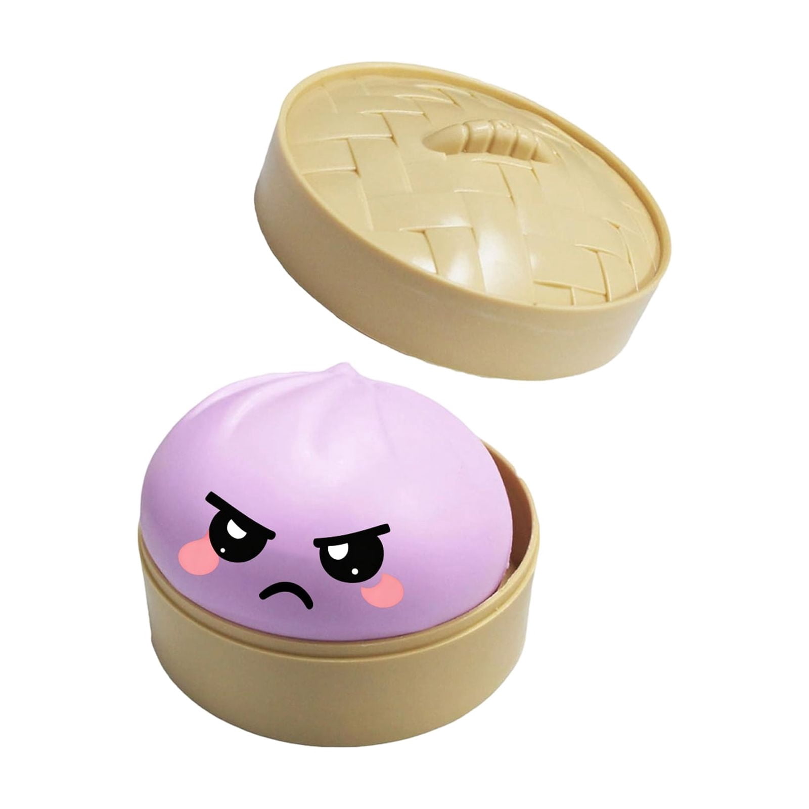 Glitter Colorful Dumpling Squishy, Cute Squishy Dumpling Large with Steamer, Squishy Dumpling Doll with Cute Expressions, Silicone Bun Sensory Fidget Dolls, Hand Pinching Decompression Dolls