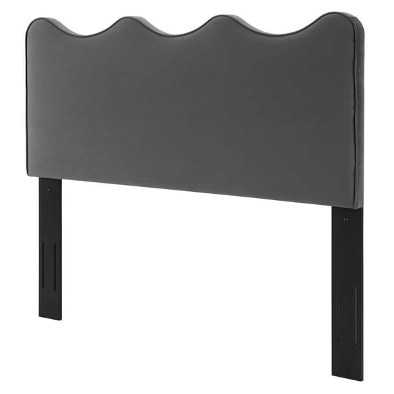 Headboard, King Size, Velvet, Dark Grey Gray, Modern Contemporary Urban Design, Bedroom Master Guest Suite