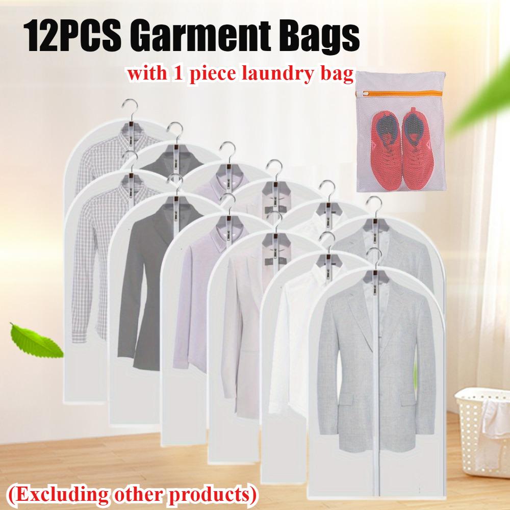 12 Pack Large Clear Garment Bags-Moth Proof Garment Bags,Garment Cover,Hanging, Dress Garment Bags Storage for Travel(39.4"X 23.6")