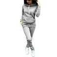 thumbnail image 1 of Women 2PCS Set Long Drawing Straps Slim-Fit Sweatshirt and Sweatpants Set, 1 of 3