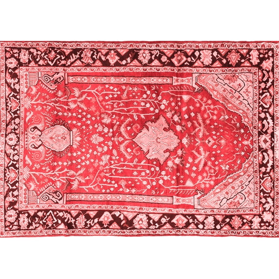 Ahgly Company Indoor Rectangle Medallion Red Traditional Area Rugs, 4' x 6'