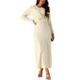thumbnail image 2 of INSPIRE CHIC Women's Two Pieces Tank Dress Set Long Sleeve Twist Front Sweater A-Line Dress XL Beige, 2 of 5