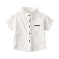 thumbnail image 3 of YUEHUA little boys shirts Boys Casual Shirt Short Sleeve Fashion Solid Color Top For Toddler Kids Summer Beach School Party Outfit 2 9 Years, 3 of 5