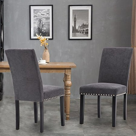 Upholstered Dining Chairs Padded Parson Chair With Silver Nails And Solid Wood Legs Set Of 4 Gray Canada Upholstered Dining Chairs Padded Parson, Dining Chairs Set Of 4 Silver Legs