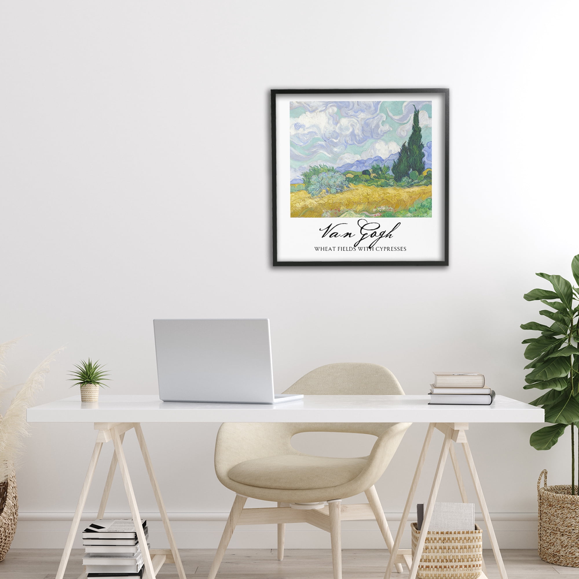 Stupell Industries Van Gogh Wheat Field with Cypresses Black Framed Giclee Art, design by Vintage Hustle