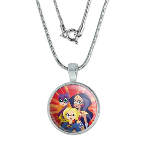 DC Super Hero Girls Girl Group 0.75" Pendant with Sterling Silver Plated Chain