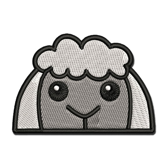 Peeking Sheep Applique Multi-Color Embroidered Iron-On Patch - 2.5 Inch Small