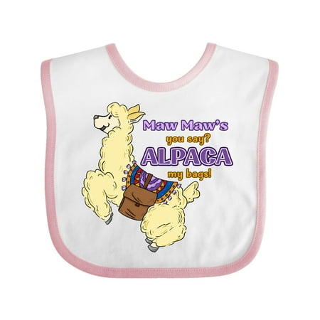 

Inktastic Cute Jumping Alpaca Maw Maw s You Say ALPACA my Bags Gift Baby Boy or Baby Girl Bib