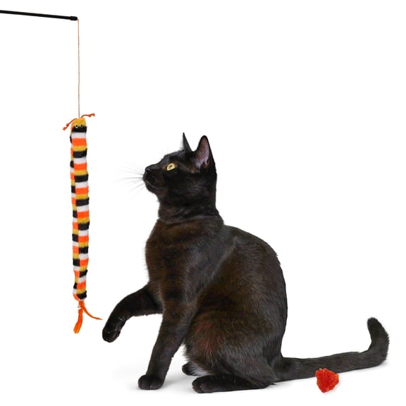 Vibrant Life Halloween Teaser Wand and Crinkle Ball Cat Toy Set, Multicolor