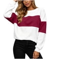 thumbnail image 5 of Josdec Women's Two Tone Color Block Crew Neck Sweatshirt, Drop Shoulder Long Sleeve Loose Pullover, All Season Daily Casual Loungewear Tops, 5 of 9
