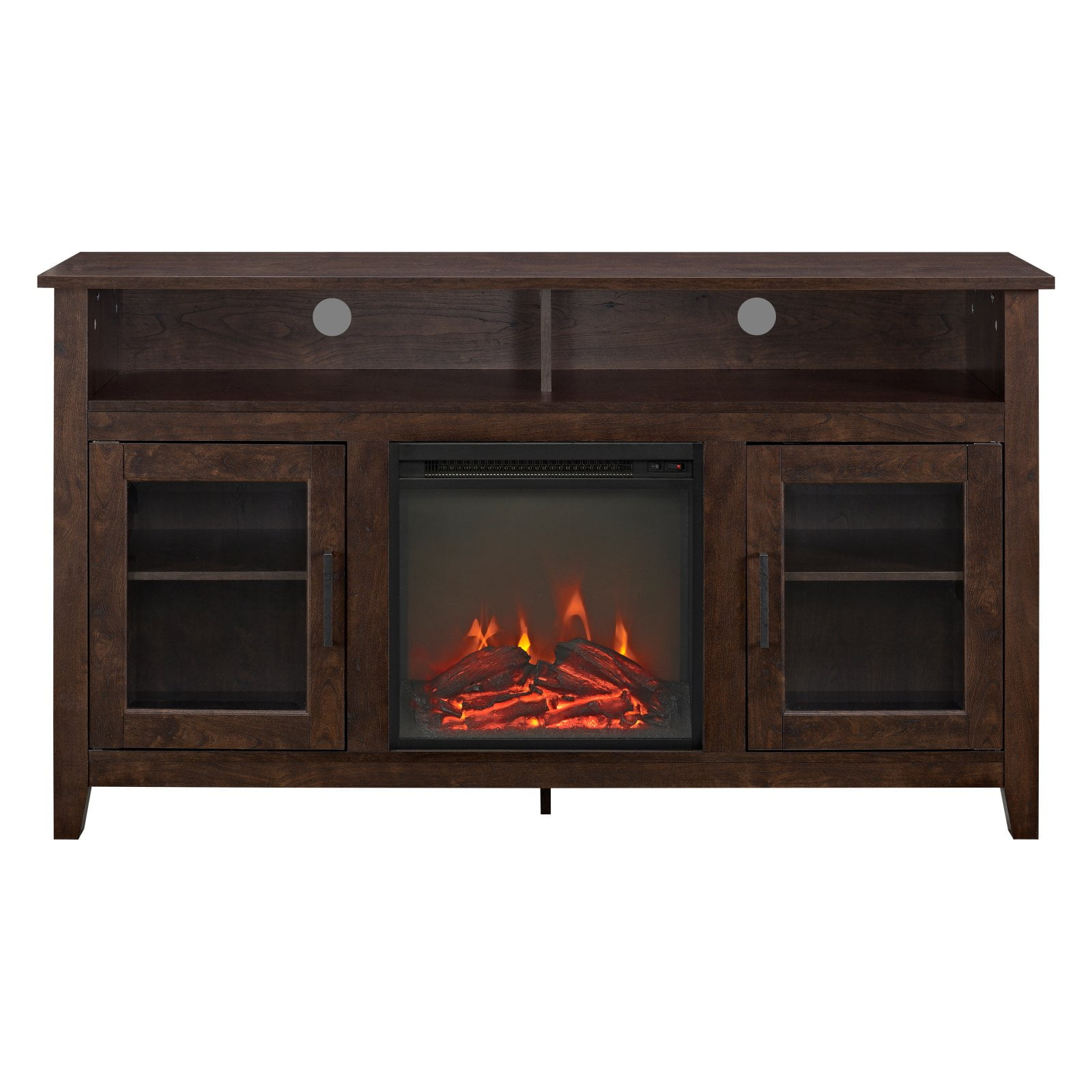 Walker Edison 58in. Wood Highboy Fireplace Media TV Stand Console