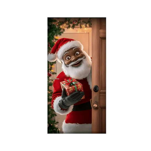 PuSpu Christmas Door Banner 90x180cm 1pc Polyester Multicolor Santa Snowman Porch Decor Indoor Outdoor Wall Hanging Backdrop Holiday Party Scene Setter Decorative Door Cover
