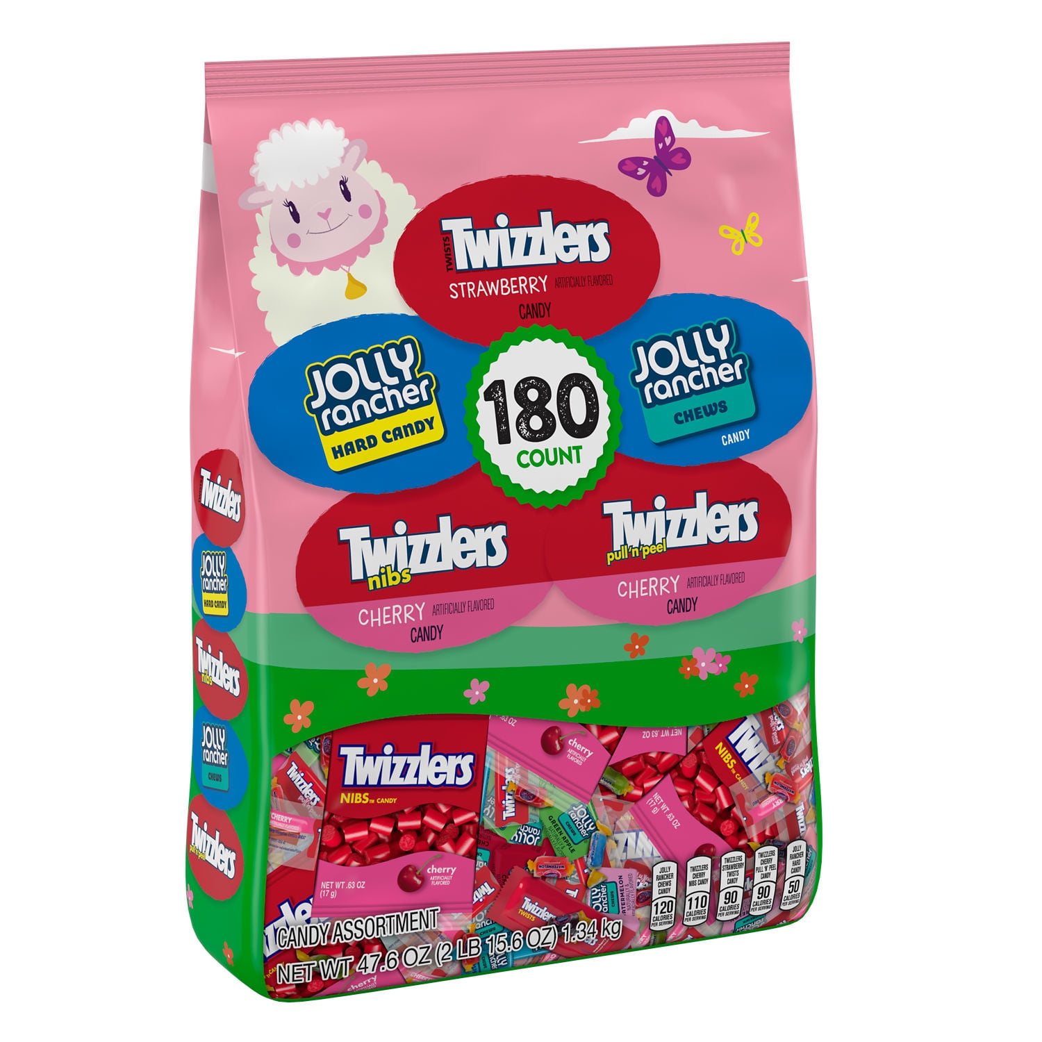 TWIZZLERS and JOLLY RANCHER, Fruit Flavored Assortment Treats, Easter Candy, 47.6 oz, Bulk Variety Bag (180 Pieces)