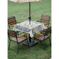 thumbnail image 4 of Outdoor Tablecloth with Umbrella Hole for Patio/Picnic/Party/Camping, Coastal Beach Waterproof Table Cloth Square Cover Washable, Ocean Nautical Surfboards Starfish Beige (54"x 54"), 4 of 9