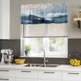 thumbnail image 4 of Blue Gray Oil Painting Curtain Valances for Windows, Kitchen Valance Window Treatments Panel 2 Pack, Modern Abstract Rod Pocket Short Curtains for Bathroom Bedroom 60 x 18 Inch, 4 of 8