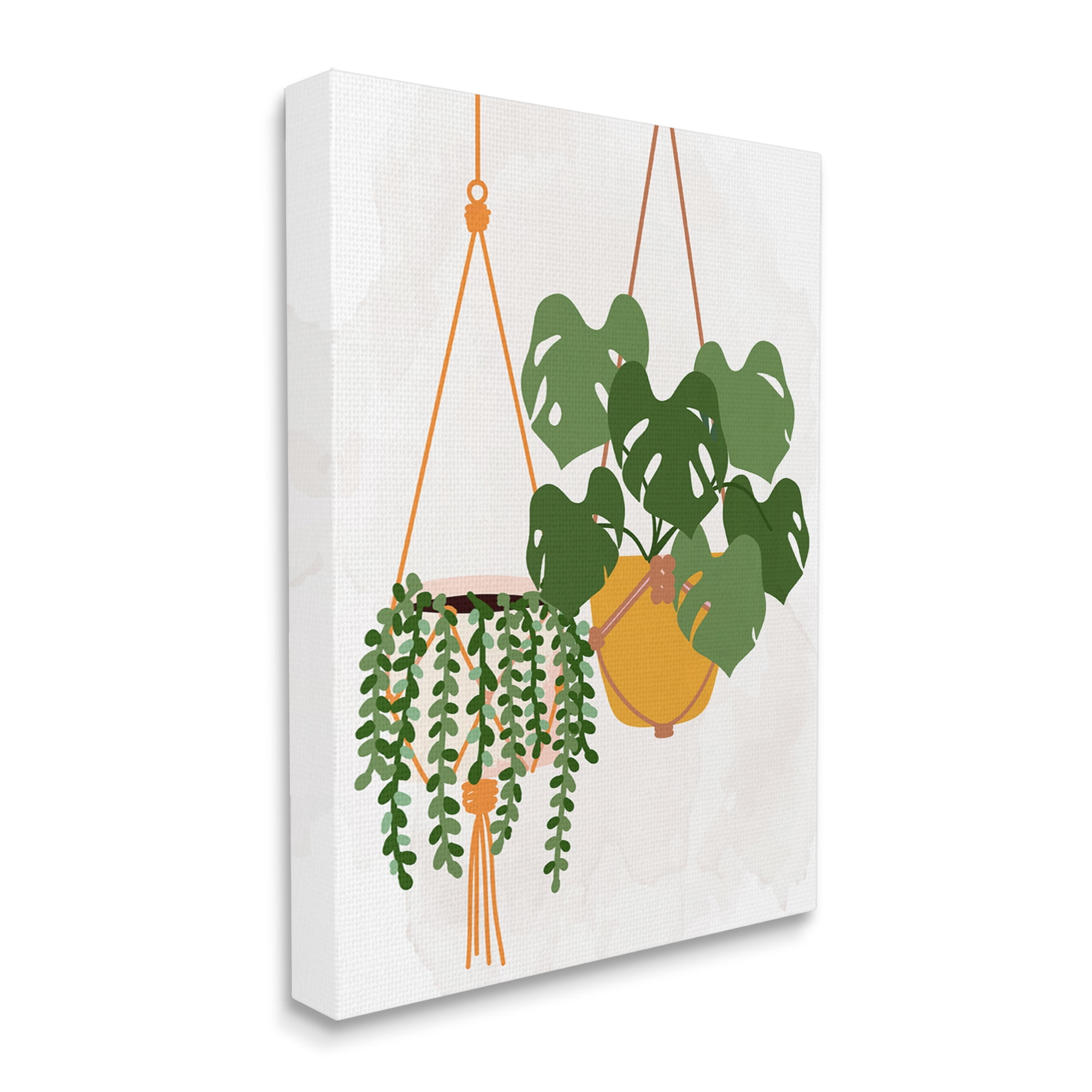 Stupell Industries Casual Hanging House Plants Botanical Monstera Leaves Graphic Art Gallery Wrapped Canvas Print Wall Art, Design by Kim Allen